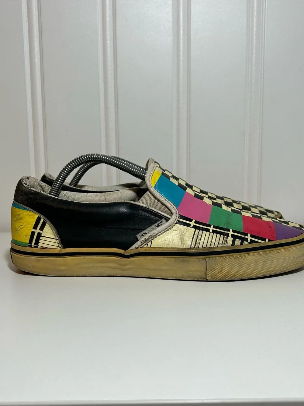 Vans Marc Jacobs Checkerboard Slip-On Sneakers in Black with Multicolr vintage